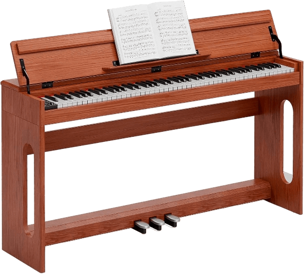 UMOMO U-738 88 Key Digital Piano Keyboard, Full Size Electric Piano with Piano Stand, Headphone Jack, 3 Pedal, Electronic Piano for Beginner, Adults, Brown